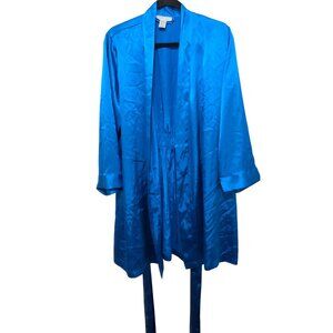 Morgan Taylor Intimates Women's Blue Satin Robe Waist Tie M